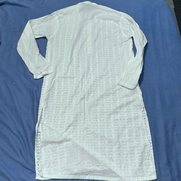 Boys 2 Piece Pakistani Shalwar Kameez White Cotton Kurta Fully Embroidered - Picture 8 of 10